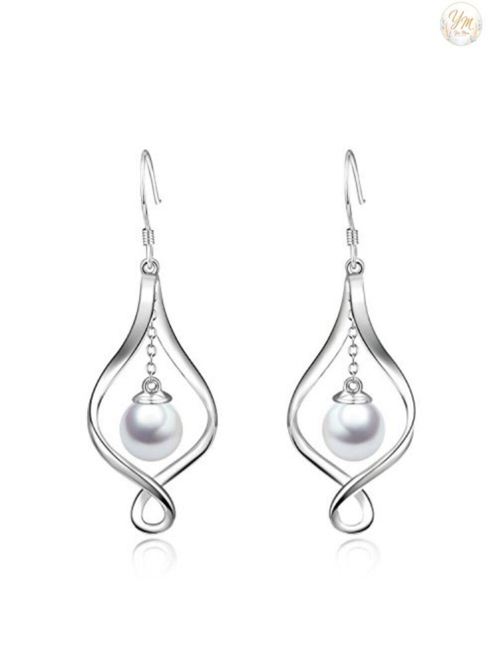 Sterling Silver Pearl Dangle Earrings Celtic Knot Lever Back